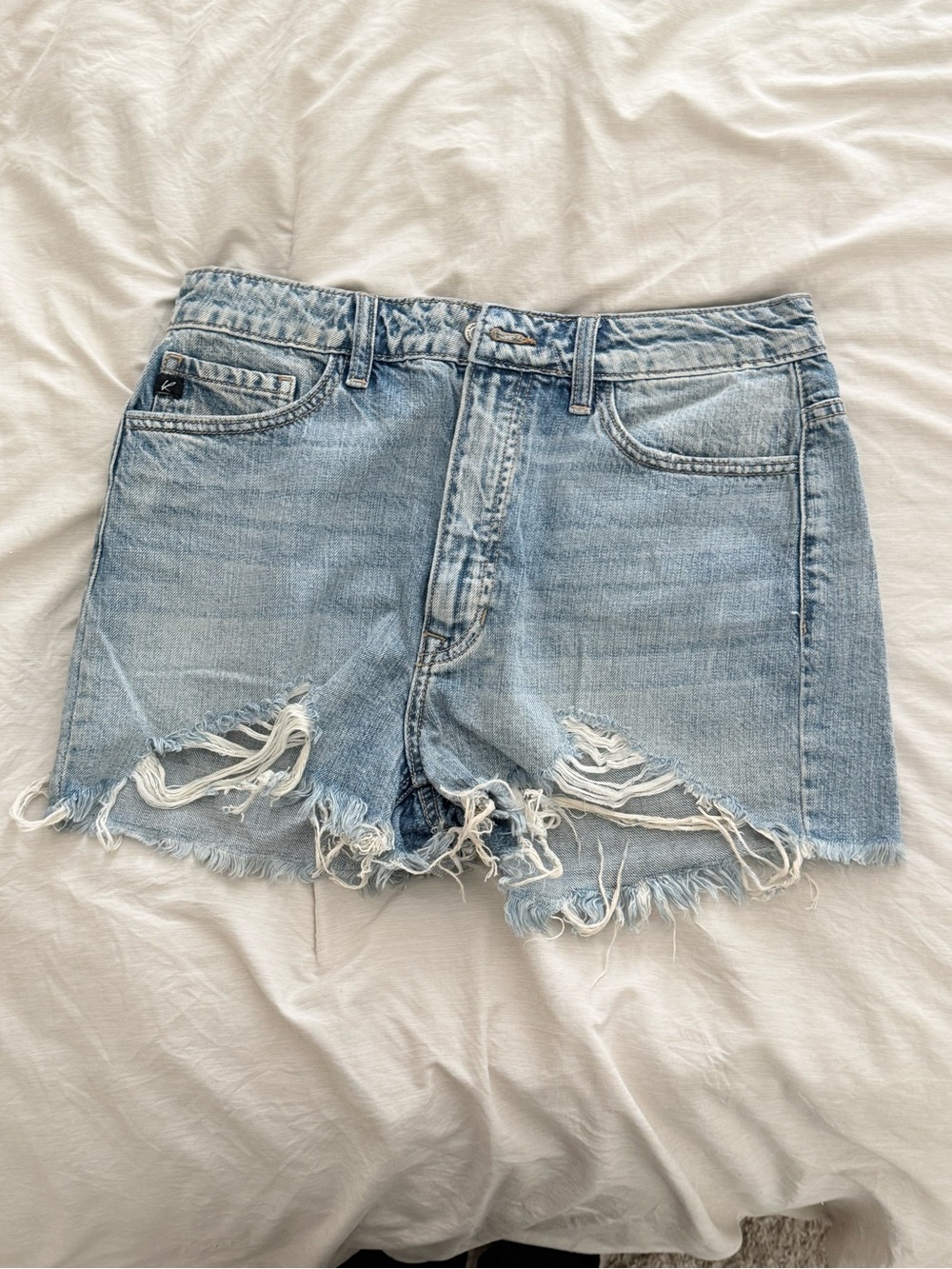 KanCan Light Blue Distressed Denim Shorts